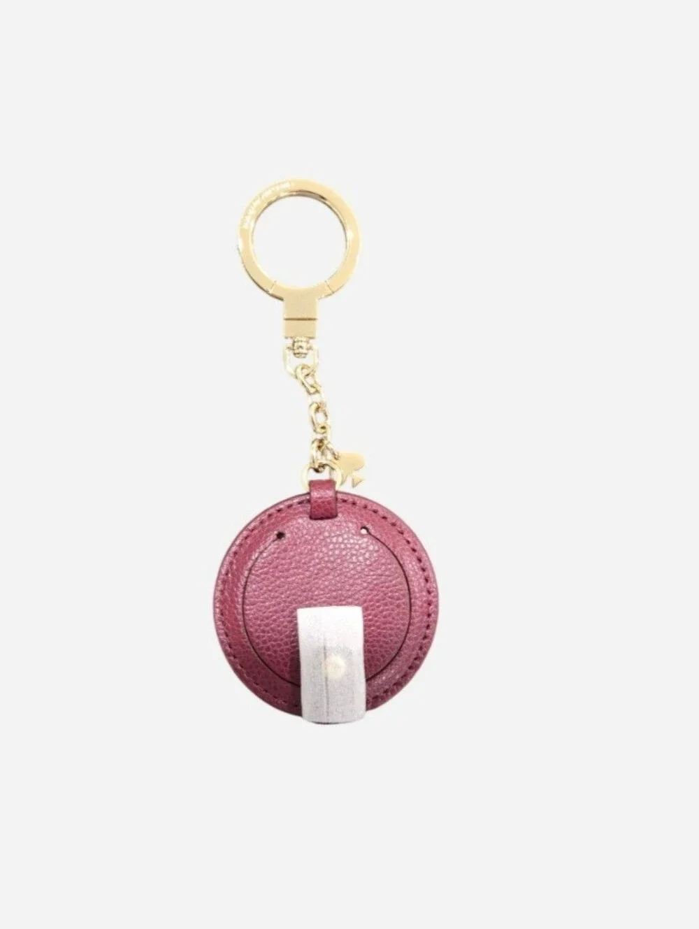 Kate Spade Black Cherry Leather KeyChain  & Compact Mirrow with Gold Hardware.